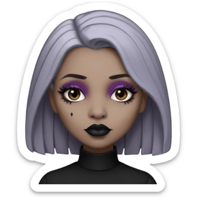 Light cool brown skin grey hair black lips goth girl sticker