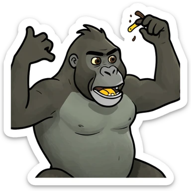 Gorilla throwing poop sticker