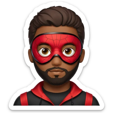 Miles Morales with beard, eye mask, low fade hair cut sticker