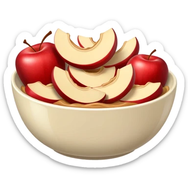 apple slices pieces in bowl with peanutbutter sticker