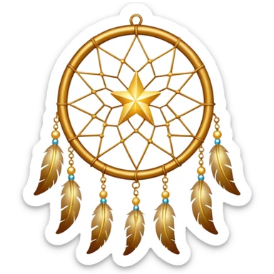 Star-shaped golden bright divine shimmering shiny sparkly glittery glowing glossy dreamcatcher  sticker
