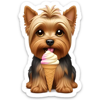 Yorkie holding ice cream sticker