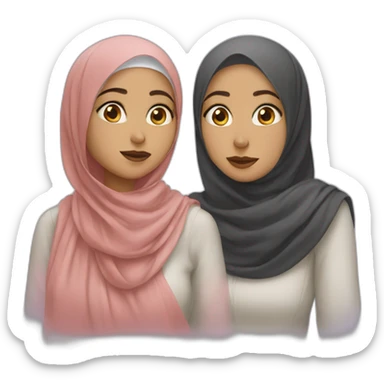 Two besties girl one with hijab sticker