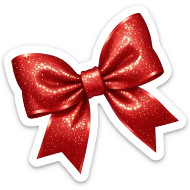 red glitter bow sticker