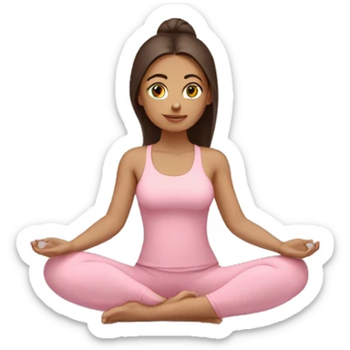 brunette yoga girl light pink clothes n sticker