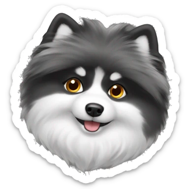 fluffy spitz black and white sticker