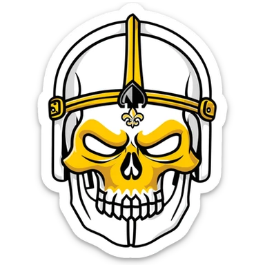 skull wearing New Orleans Saints helmet in black and gold sticker