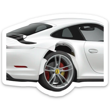 white new Porsche 911, view from the side  sticker