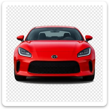 Show the red sports car from the front, with a visible face, no background. Remove the background to isolate the subject. sticker