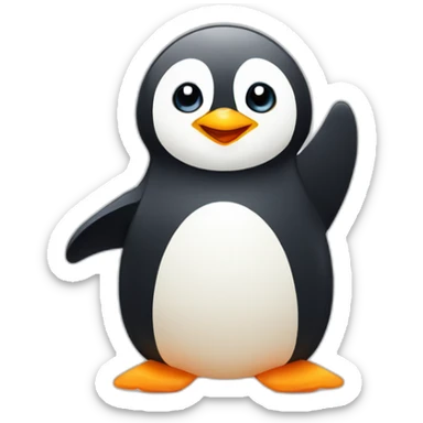Penguin making a circle with both hands raised Cute illustration style sticker