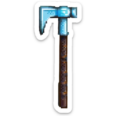 pixelated diamond pickaxe with brown handle sticker
