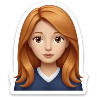 girlfriend with long dark strawberry blonde hair middle part with brown eyes sticker