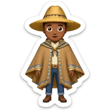 brown skin man with fashion pancho sticker