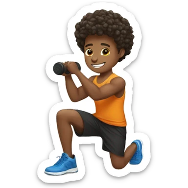 Boy doing curl in the gym sticker