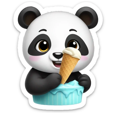 Panda eating ice cream sticker