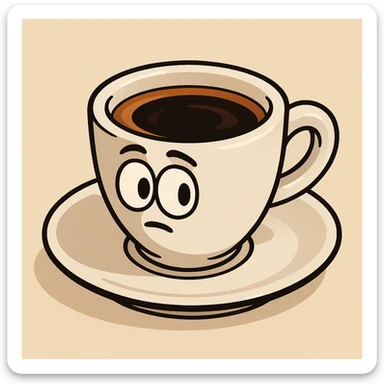 espresso coffee, modern style, white demitasse cup, dark coffee, minimalistic look sticker