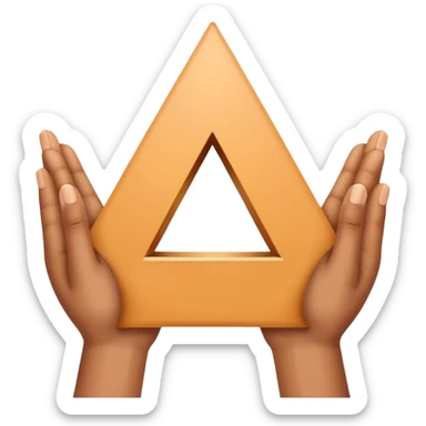 Similar to the heart hands emoji, this emoji should show a triangle created by the fingers of the hands where the two thumbs form the first side of the triangle and the remaining four fingers of each hand create one side each sticker