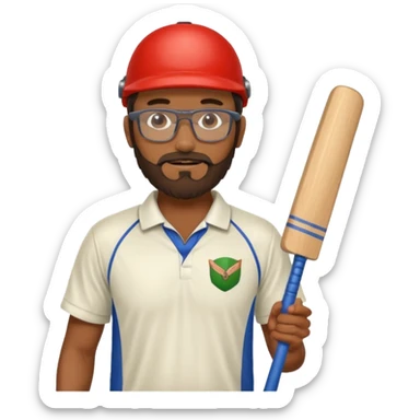 Brown Guy with beard and glasses Playing Cricket  sticker