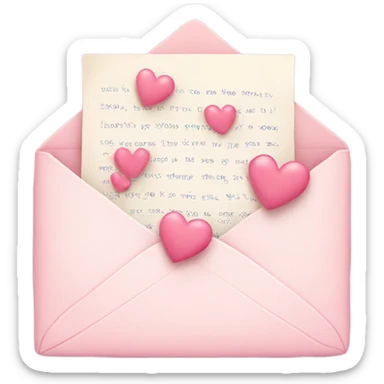 romantic letter with pastel pink hearts sticker