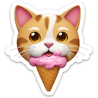 Cat eating ice cream  sticker