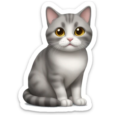 Gray munchkin cat sitting  sticker