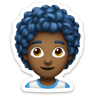 Um jovem pardo de cabelo cacheado com óculos azul sticker