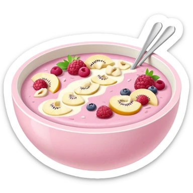 super realistic pastel pink and white smoothie bowl sticker