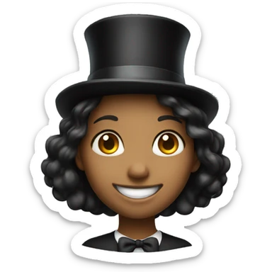 smiling girl in top hat sticker