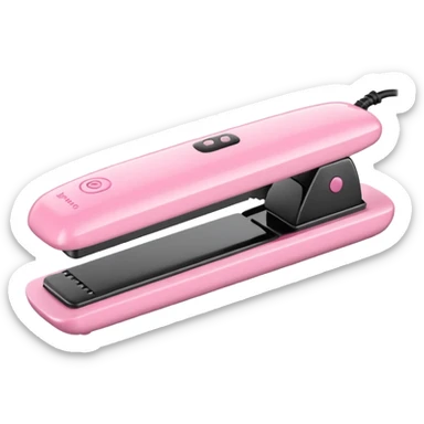 A baby pink  Hair straightener in iOS emoji style, 3D icon, plastic texture, soft reflection, minimalist design. sticker