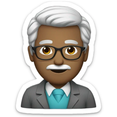 doctor with gray hair on the sides. bald in the middle, with glasses and a mustache and blue eyes sticker