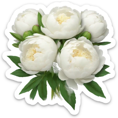 White peonies bouquet  sticker