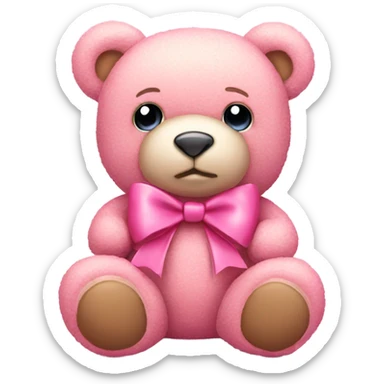 Pink teddy bear with bow sticker