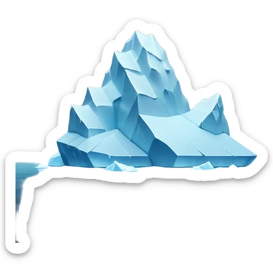 A 3D iceberg in Apple Memoji style, no face, smooth and glossy, floating in dark ocean at night, soft moonlight, subtle reflections, minimal style. A tiny ship in the distance approaching. Pixar-style render, cinematic and clean.
 sticker