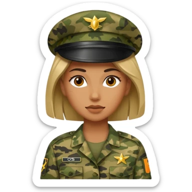 militar mujer con traje de camuflaje sticker