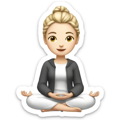 Meditation european girl white skin sticker