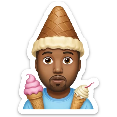 Kanye west with a ice cream hat  sticker