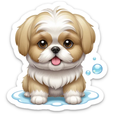 Blonde Shih tzu blowing bubbles sticker