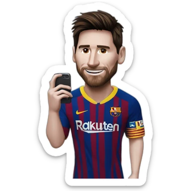 messi usando un celular sticker