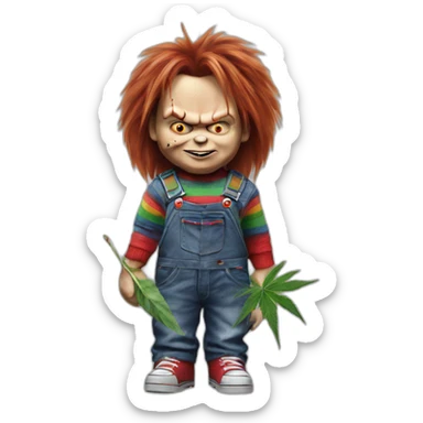 Chucky and weed sticker