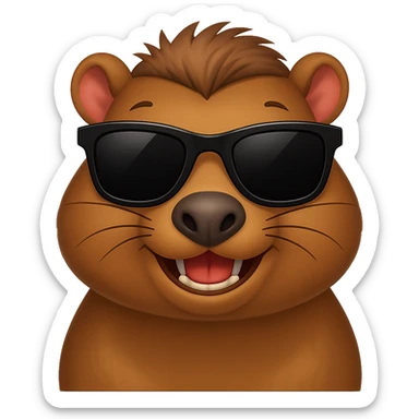 Add cool sunglasses to the funny capybara, keep the style consistent with the original images, and maintain no background (transparent). sticker