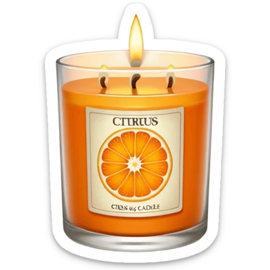 Citrus candle – orange wax in clear glass with slice of orange label sticker