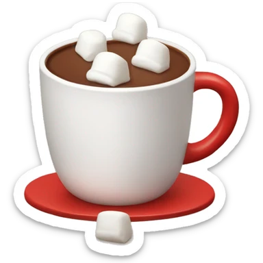 Hot chocolate with marshmallows in a little red coffee cup sticker