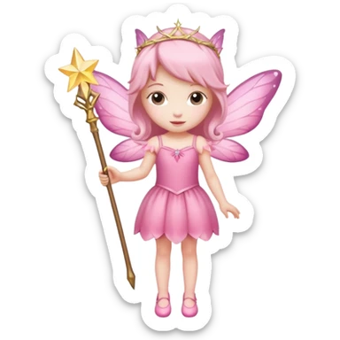 full body of little pink fairy sticker