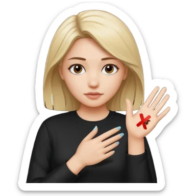 a woman who draws an X with her hand sticker