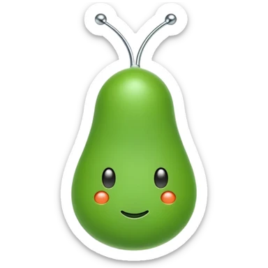 green pea in the style of reddit logo snoo with antenna sticker