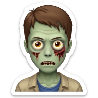 Brown hair casual guy with brown eyes zombie sticker