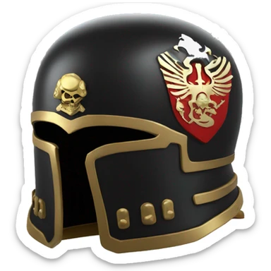 Black Space Marine helmet, featuring the Russian coat of arms. sticker
