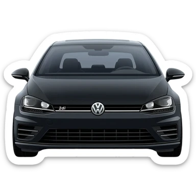a picture of a full black VW Golf GT Edition TDI MK7 2016 with black rims and tinted windows on an angle sticker
