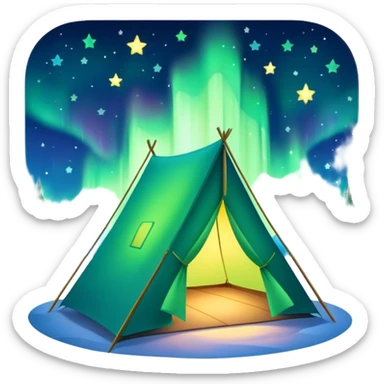tent under aurora borealis night sky sticker