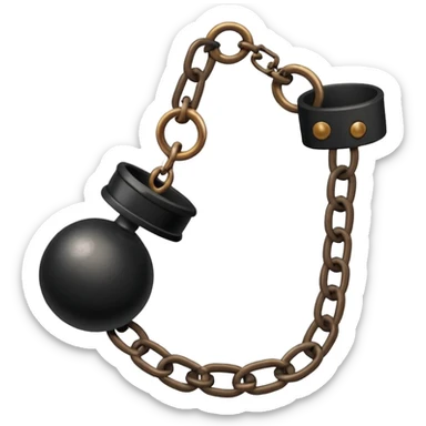 ball and chain with ankle cuff black simple no shoes sticker